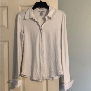 Ladies long sleeve zip up blouse
